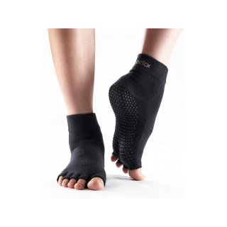 Toesox mit offenen Zehen, knöchelhoch L schwarz