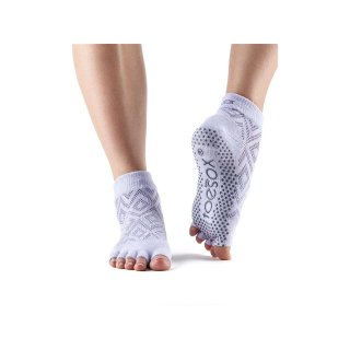 Toesox mit offenen Zehen, knöchelhoch M diamand lotus (grau gemustert)
