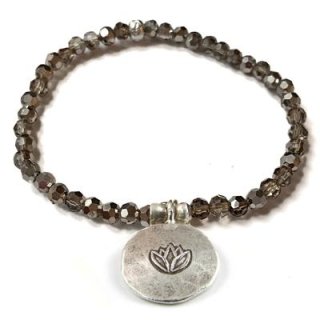 Armband Kristallarmband mit Silber Lotus smoke