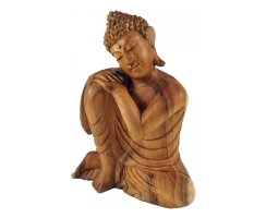 Buddha Holz,Kopf zur Seite geneigt 30cm