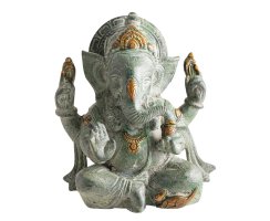 Ganesha Messing mit antik grün und Messing Finish
