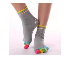Full Toe Socks one size grau bunte Zehen