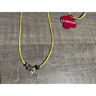 Seidenstrang gelb mit silbernem Lotus