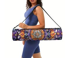 Yogamattentasche atmungsaktives Polyester 76cm Mandala orange lila