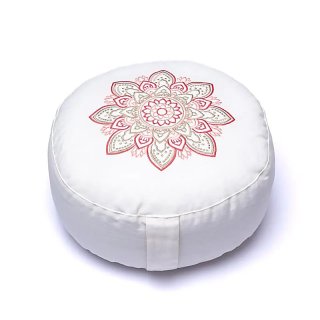 Meditationskissen weiß mit Mandala