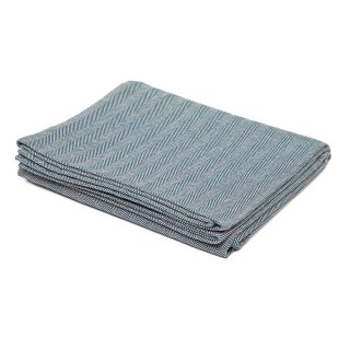 Yogadecke Baumwolle Fischgrätmuster dunkelblau natur