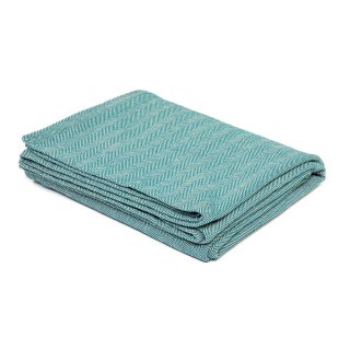 Yogadecke Baumwolle Fischgrätmuster petrol natur