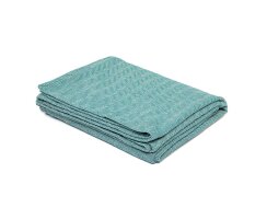 Yogadecke Baumwolle Fischgrätmuster petrol natur