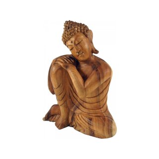 Buddha Holz,Kopf zur Seite geneigt 21 cm rechts