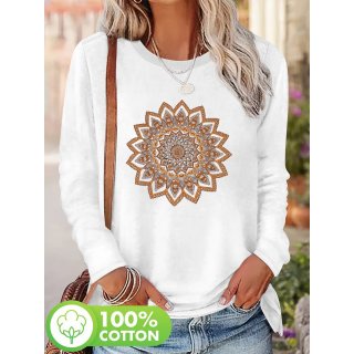 Langarm T-Shirt weiß mit Mandala