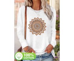 Langarm T-Shirt weiß mit Mandala