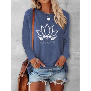 Langarm T-Shirt mit Lotus blau