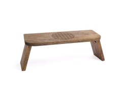 Meditationsbank klappbar Mangoholz mit Blume des Lebens