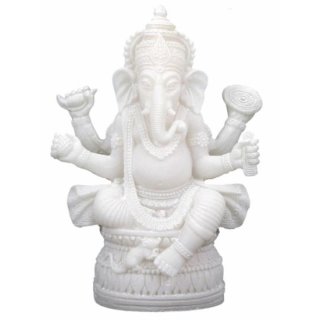 Ganesha Statue weißer Alabaster 17 cm