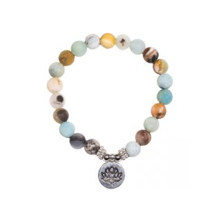 Handmala Amazonit mit verschiedenen Anhängern  Lotus