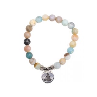 Handmala Amazonit mit verschiedenen Anhängern Buddha
