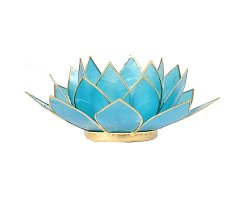 Lotus Teelichthalter Chakra gold hellblau