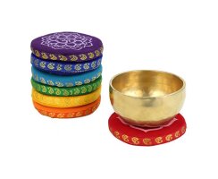 Klangschalenkisse groß mit Chakren hellblau