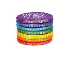 Klangschalenkisse groß mit Chakren hellblau